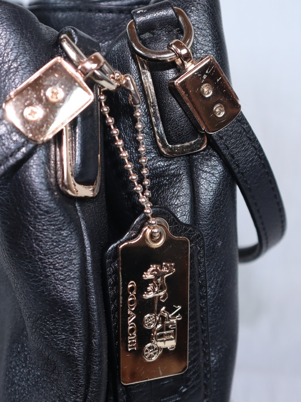 Coach Madison Phoebe Black Pebbled Leather 3 Compartment Should Bag - Picture 6 of 16